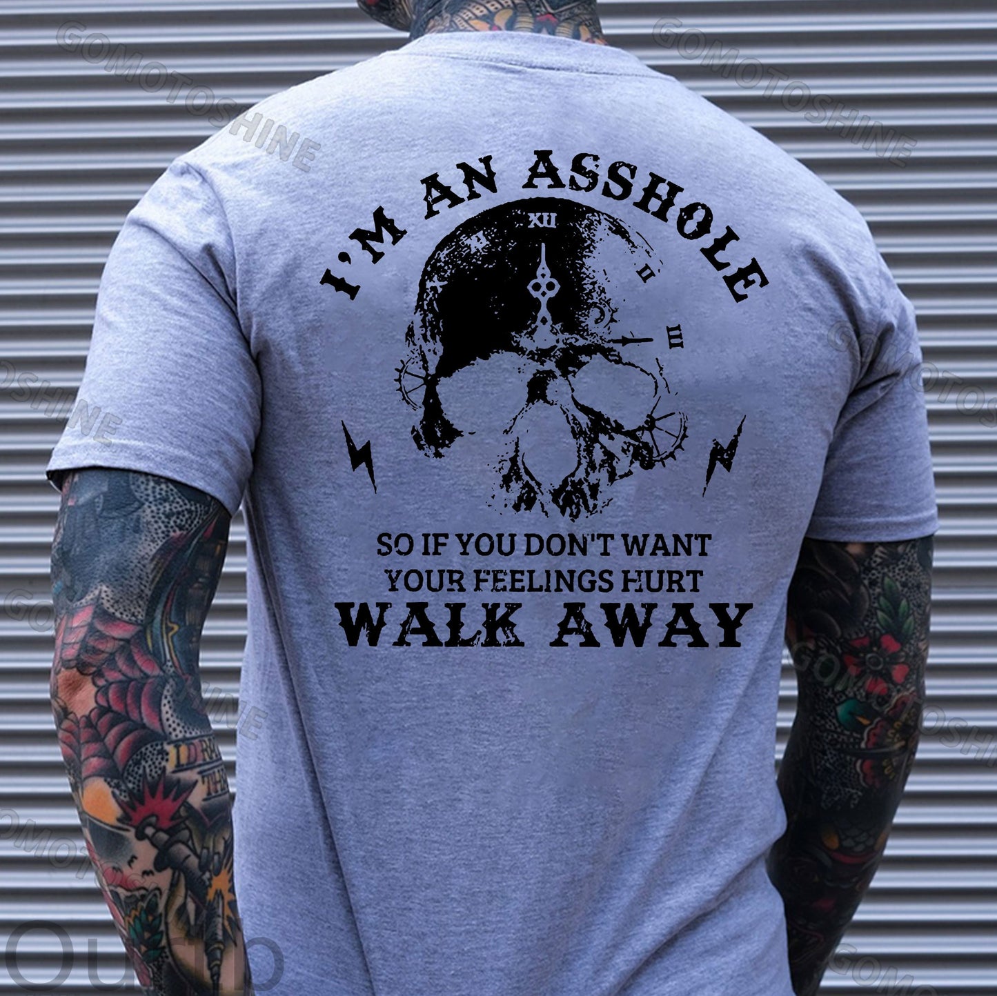 I'M AN ASSHOLE WALK AWAY Skull Print Men's T-shirt
