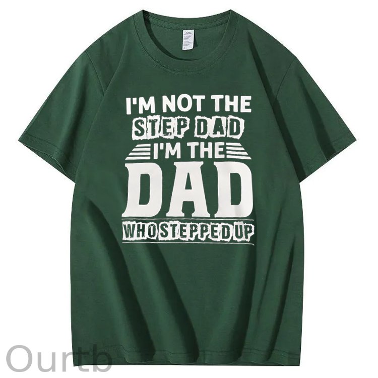 Not Step Dad Pattern Print Crew Neck T-Shirt