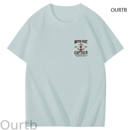 Moter Boat Captain One Motor Boating Son Of A Funny Art Pattern Print T-Shirt