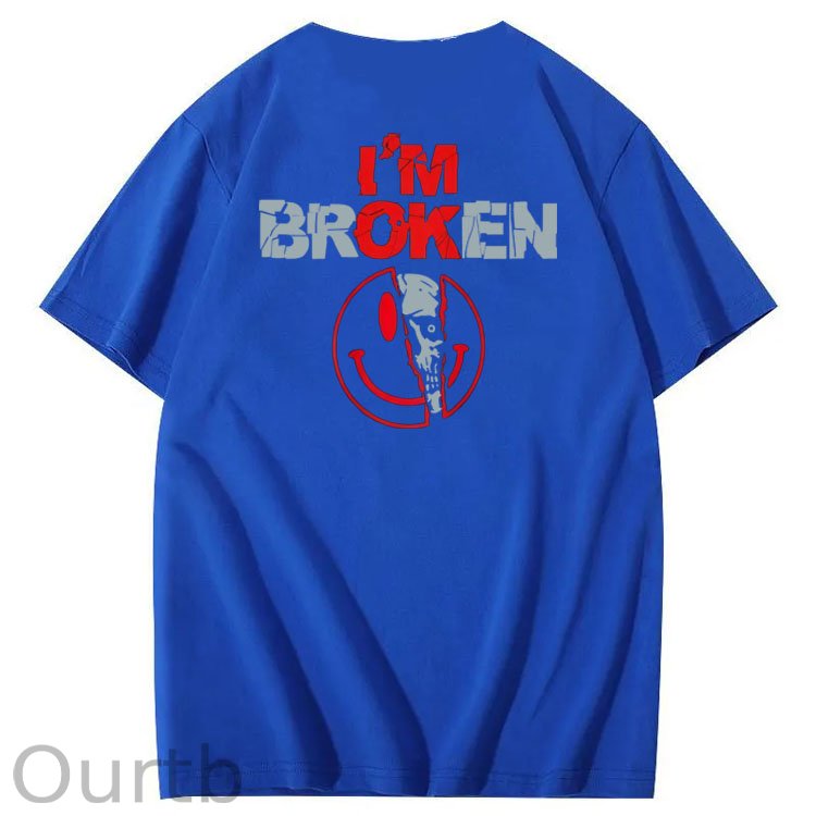 I'm Broken Skull Smile Pattern 100% Cotton T-Shirt