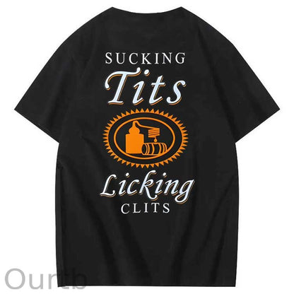 Sucking Tits Licking Clits  Pattern  Print 100%Cotton T-Shirt