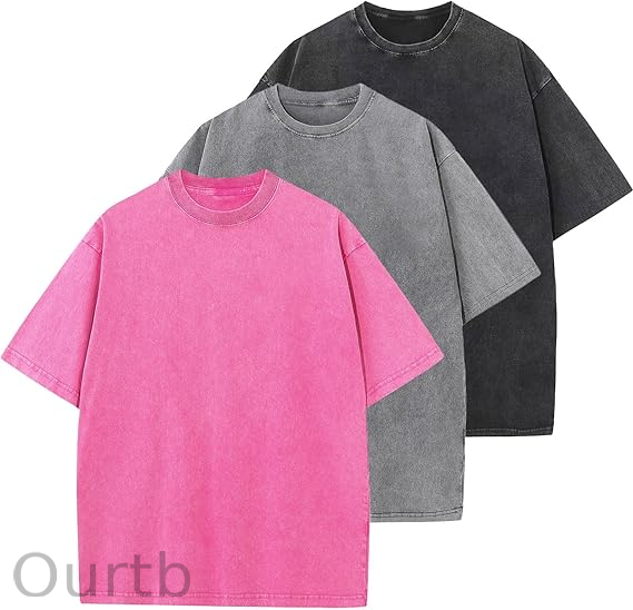Men's Cotton T-Shirts Oversized Unisex Short Sleeves Casual Loose Wash Solid Basic Tee Tops