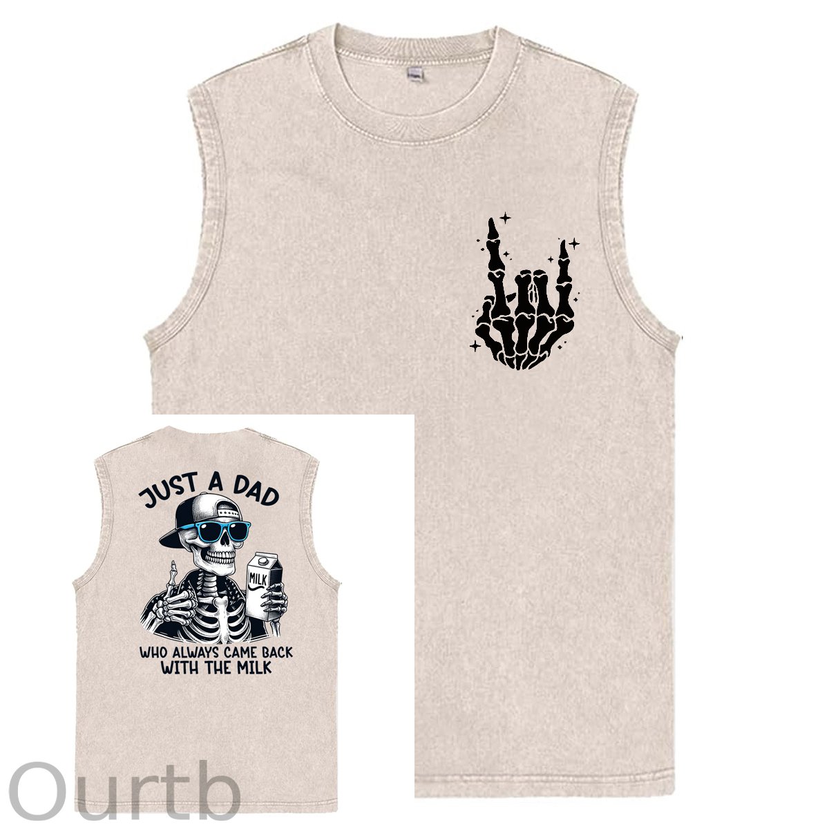 Just A Dad Who Always Came Back With The Milk Print Washed Cotton Sleeveless Tank Tops