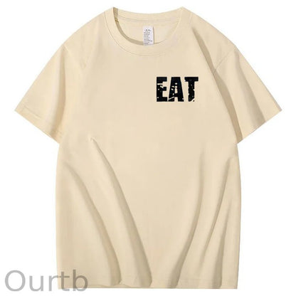 Eat Healthy Pattern  Print 100%Cotton T-Shirt