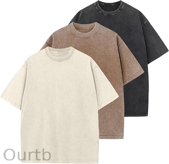 Men's Cotton T-Shirts Oversized Unisex Short Sleeves Casual Loose Wash Solid Basic Tee Tops