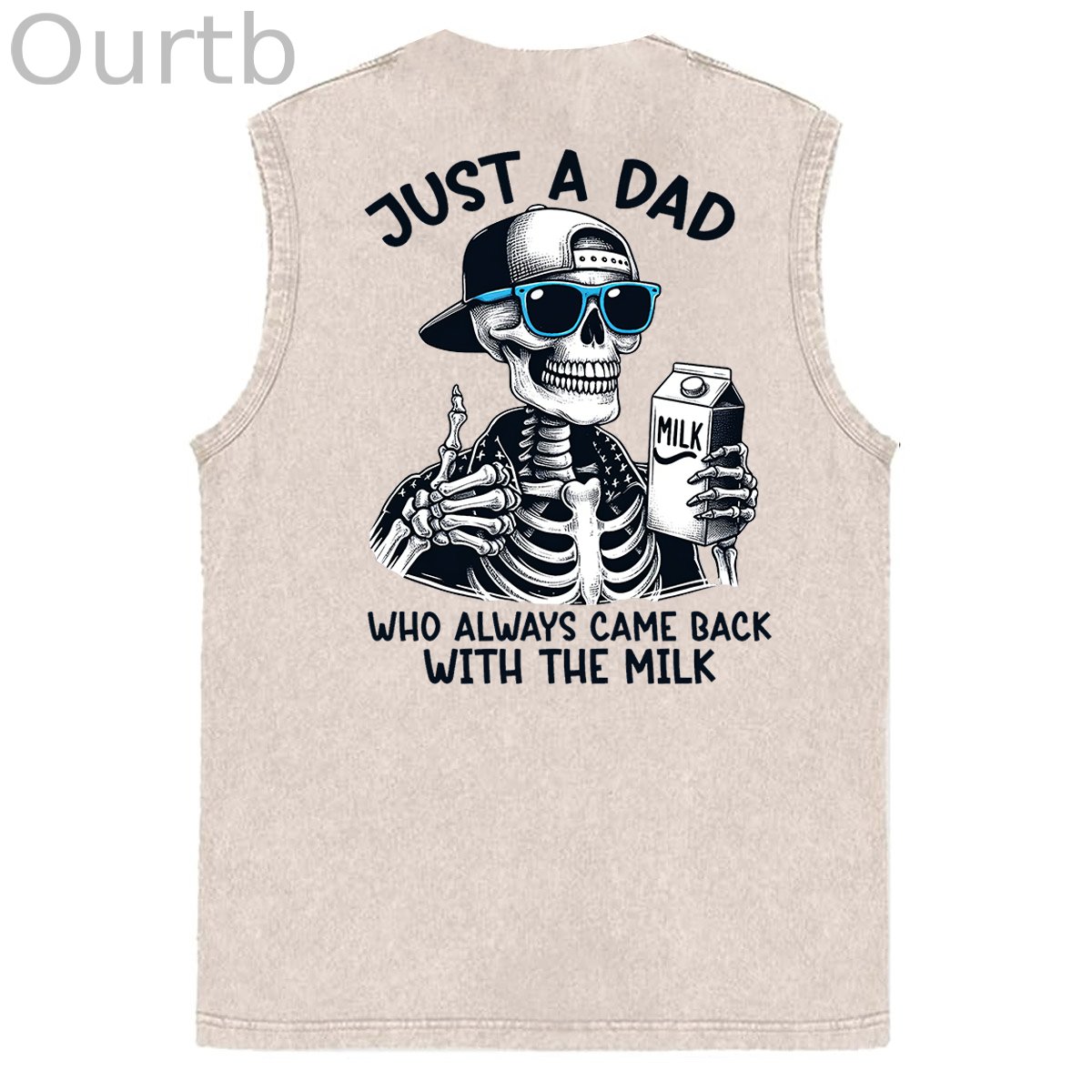 Just A Dad Who Always Came Back With The Milk Print Washed Cotton Sleeveless Tank Tops