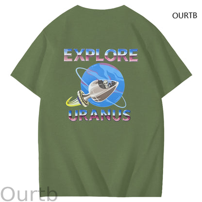 Explore Uranus Funny Adult Art Pattern Print T-Shirt