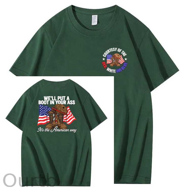 We'll Put A Boot In Your Ass  Pattern Print 100%Cotton T-Shirt
