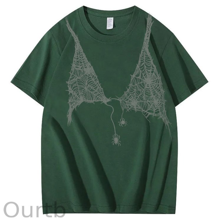 Halloween Fun Spider Web Bra Pattern Pattern  Print 100%Cotton T-Shirt