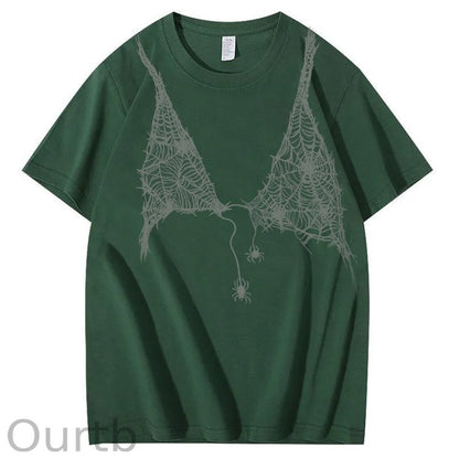 Halloween Fun Spider Web Bra Pattern Pattern  Print 100%Cotton T-Shirt