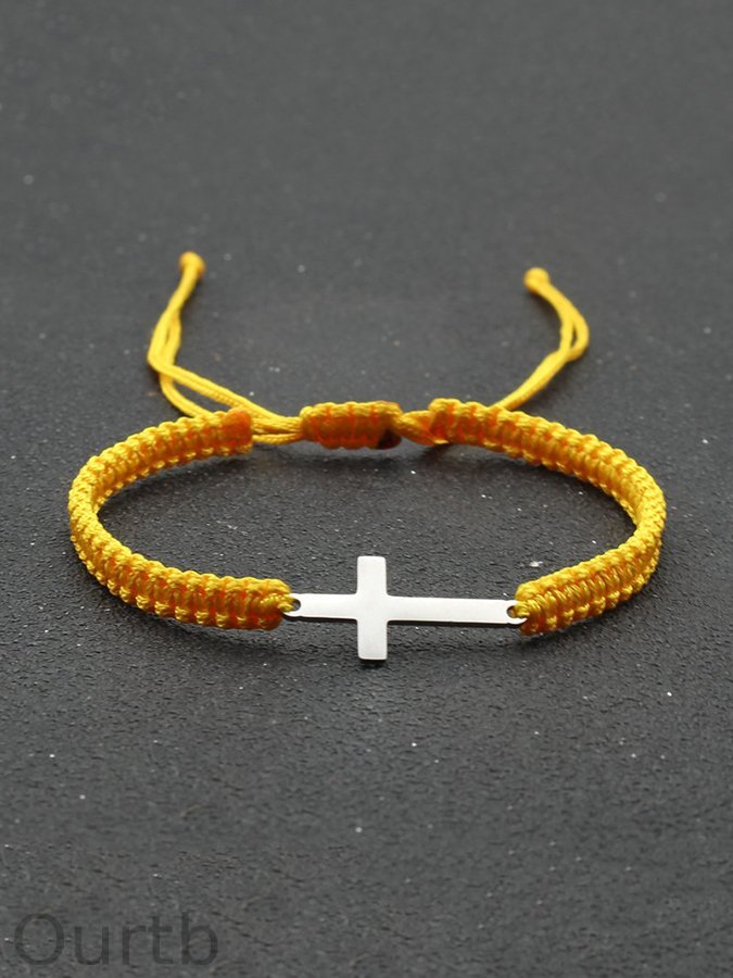 Simple Stainless Steel Cross Braided Bracelet