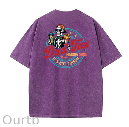 Dad Tax Washed And Distressed Pattern Crew Neck T-Shirt