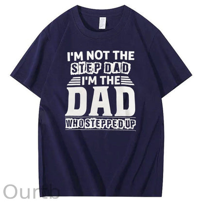 Not Step Dad Pattern Print Crew Neck T-Shirt