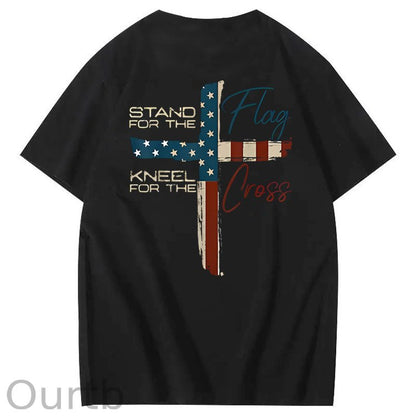 Stand For The Flag Kneel For The Cross 4th Of July T-Shirt