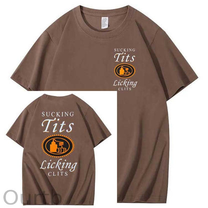Sucking Tits Licking Clits  Pattern  Print 100%Cotton T-Shirt