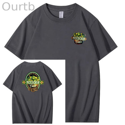 Mccuckin Cider Print Pattern Crew Neck T-Shirt