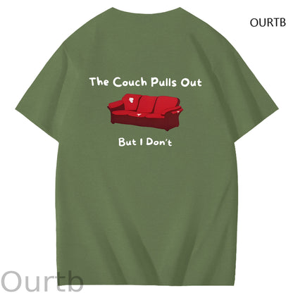 The Couch Pulls Out But I Don't Funny Adult Art Pattern Print T-Shirt