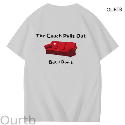 The Couch Pulls Out But I Don't Funny Adult Art Pattern Print T-Shirt