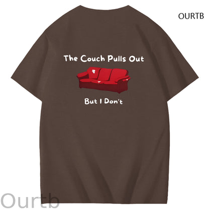 The Couch Pulls Out But I Don't Funny Adult Art Pattern Print T-Shirt