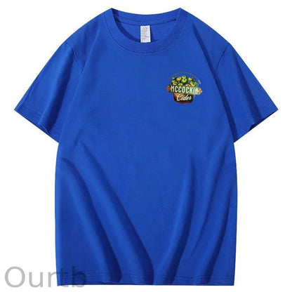 Mccuckin Cider Print Pattern Crew Neck T-Shirt