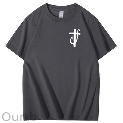 Jesus Made Me A Fisherman Pattern Print 100%Cotton T-Shirt