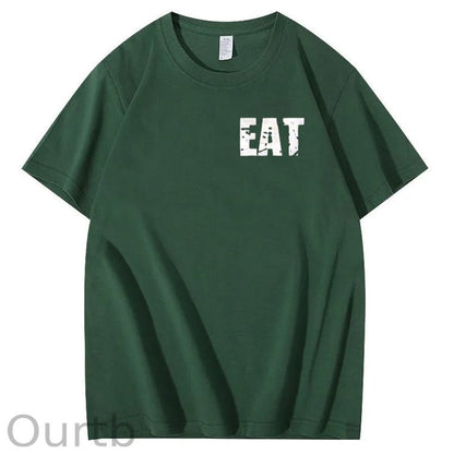 Eat Healthy Pattern  Print 100%Cotton T-Shirt