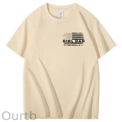 Girl Dad Pattern Print 100%Cotton T-Shirt