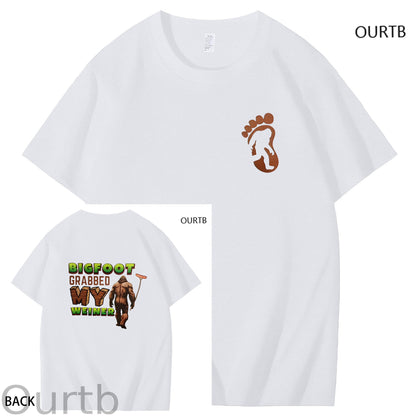 Bigfoot Grabbed My Weiner Art Pattern Print T-Shirt
