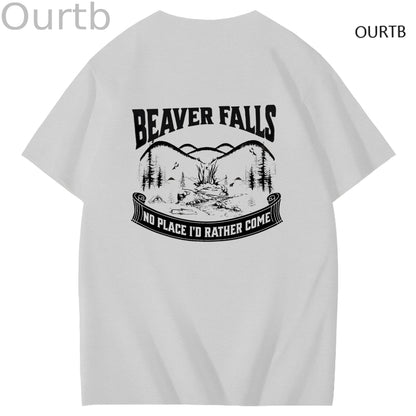 Beaver Falls No Place I'd Rather Come Funny Adoult Art Pattern Print T-Shirt