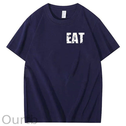 Eat Healthy Pattern  Print 100%Cotton T-Shirt