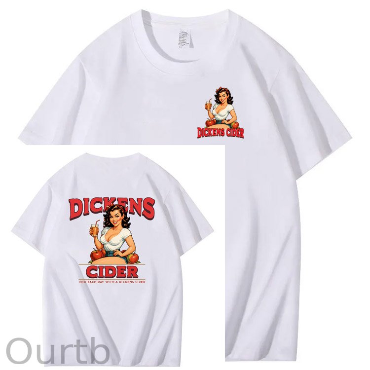 End Each Day With A  Dicknes Cider Pattern Print 100%Cotton T-Shirt