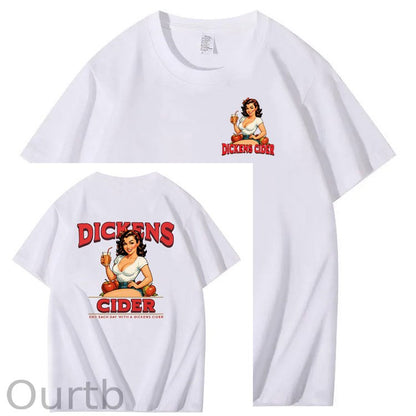 End Each Day With A  Dicknes Cider Pattern Print 100%Cotton T-Shirt
