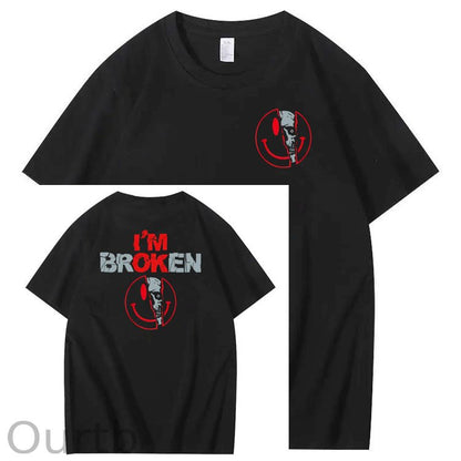 I'm Broken Skull Smile Pattern 100% Cotton T-Shirt