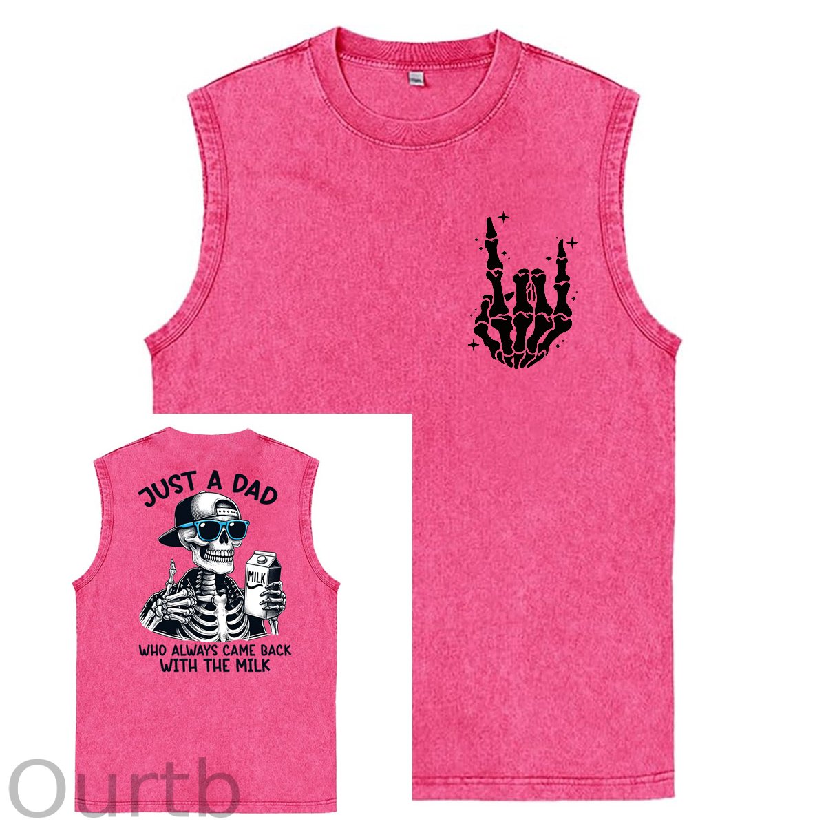 Just A Dad Who Always Came Back With The Milk Print Washed Cotton Sleeveless Tank Tops