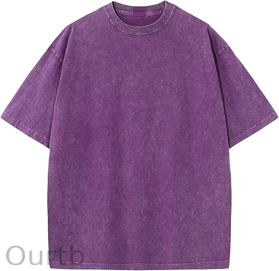 Men's Cotton T-Shirts Oversized Unisex Short Sleeves Casual Loose Wash Solid Basic Tee Tops