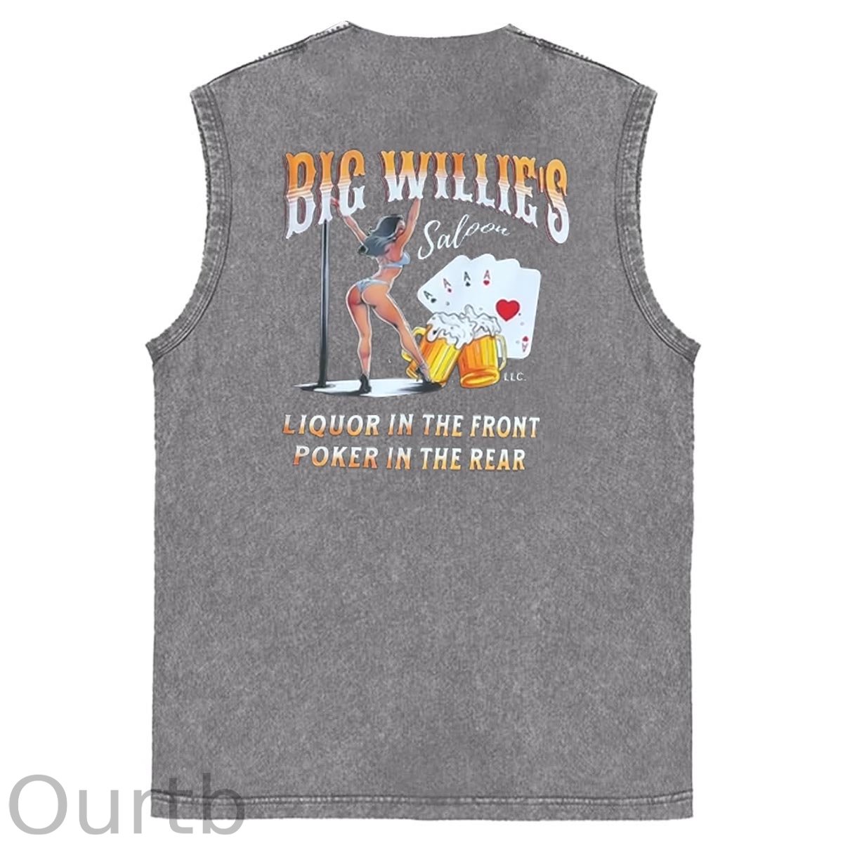 Big Willie's Pattern Print Sleeveless Cotton Washed Printed Loose Vest