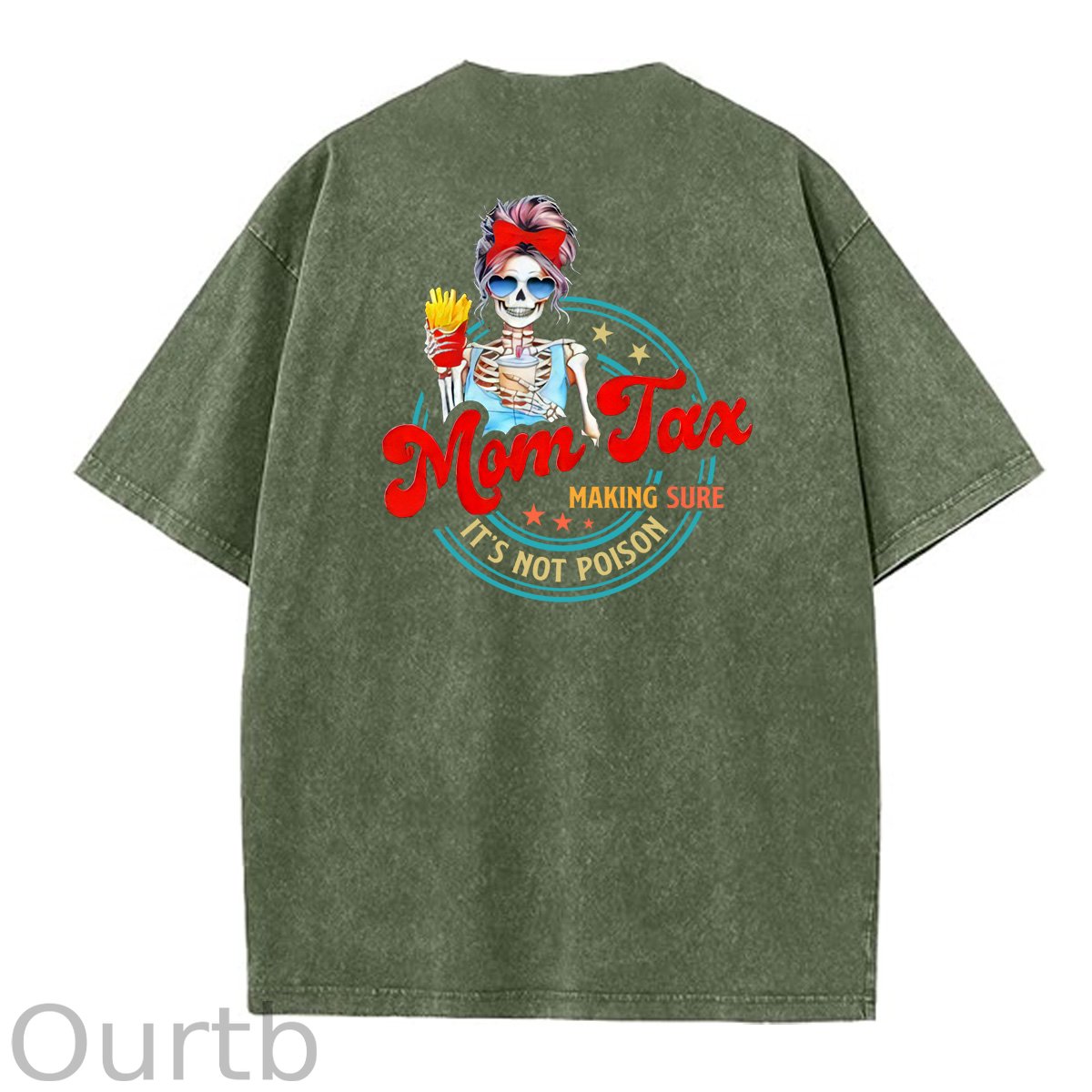 Mom Tax Washed And Distressed Pattern Crew Neck T-Shirt
