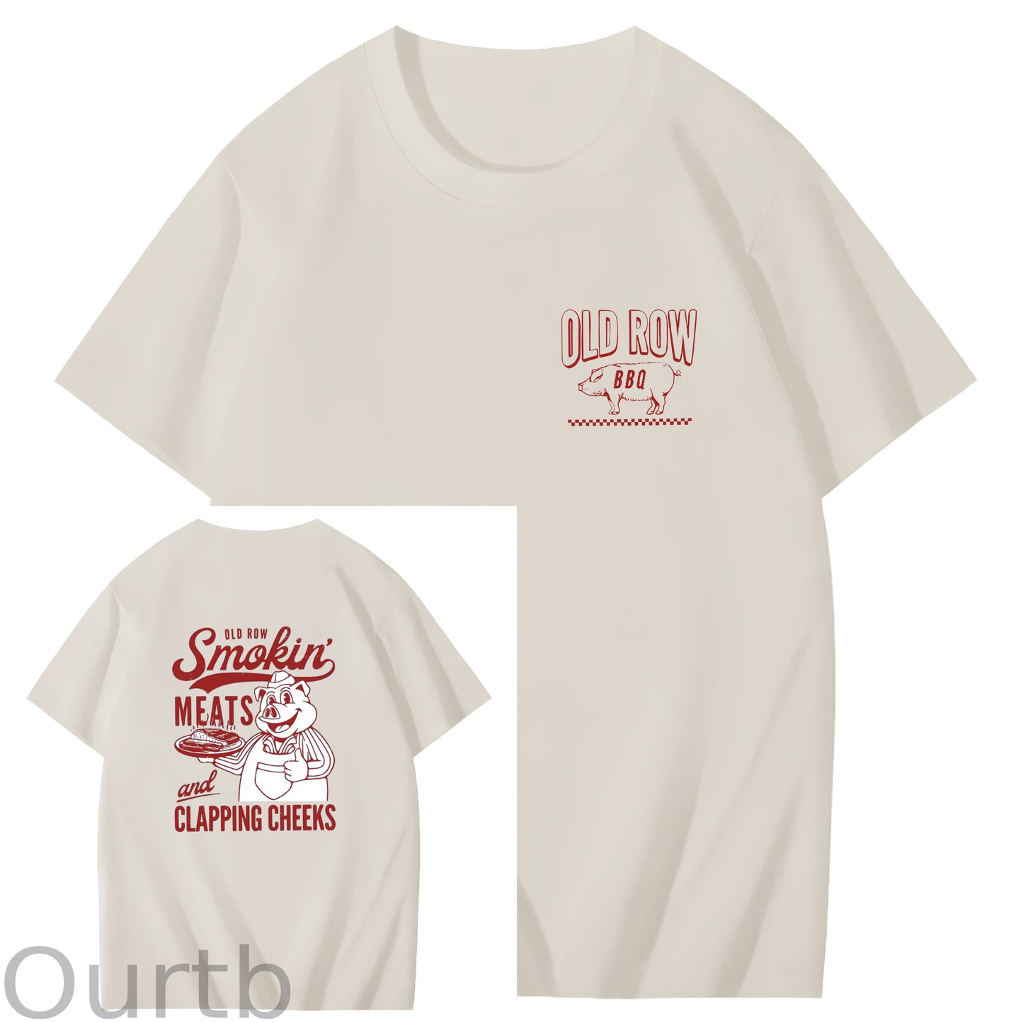 Old Row Smokin Meats And Clapping Cheeks Art Pattern Print T-Shirt