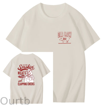 Old Row Smokin Meats And Clapping Cheeks Art Pattern Print T-Shirt