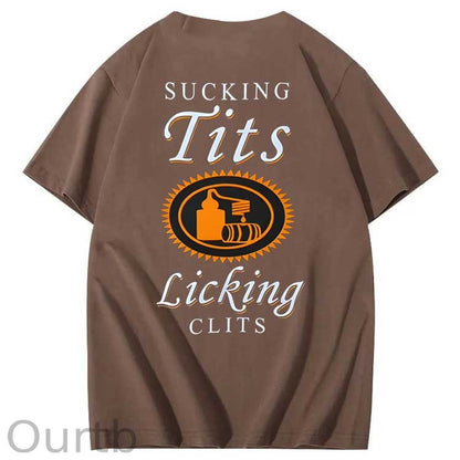 Sucking Tits Licking Clits  Pattern  Print 100%Cotton T-Shirt