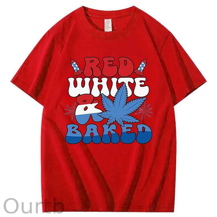 Red White & Baked Print 100% Cotton T-Shirt
