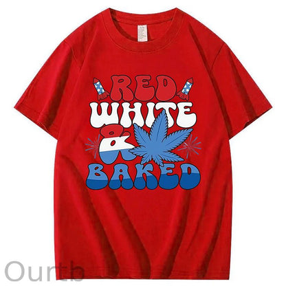 Red White & Baked Print 100% Cotton T-Shirt