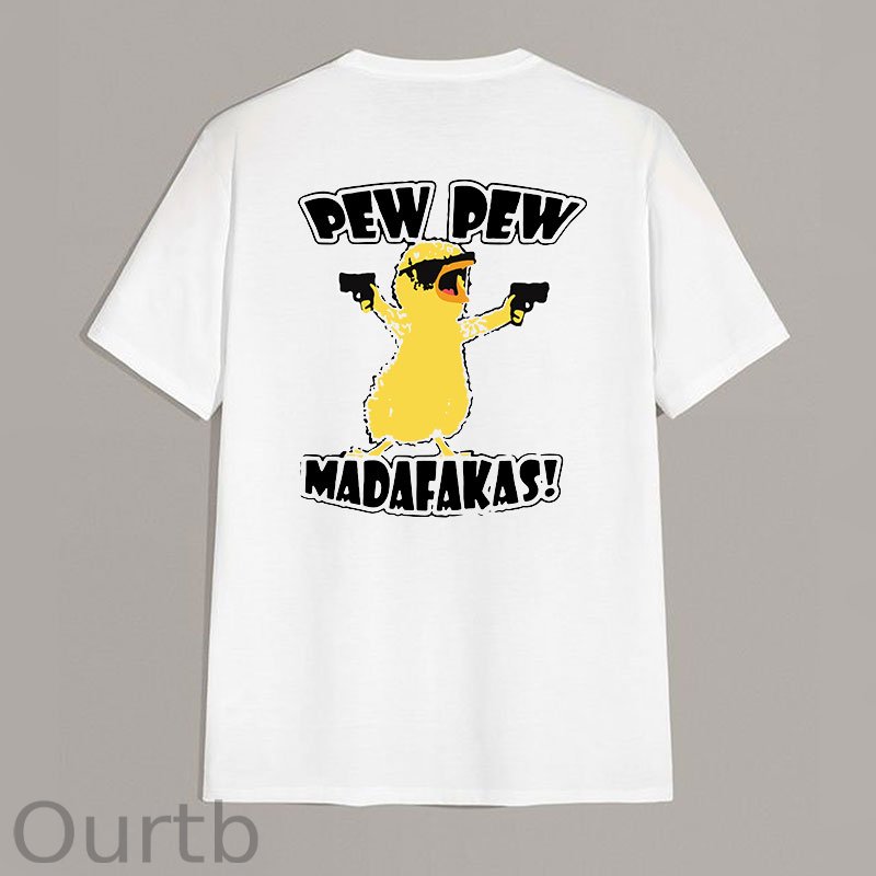 Yellow Duck Carries Pistol Letter Graphic Black Print T-shirt