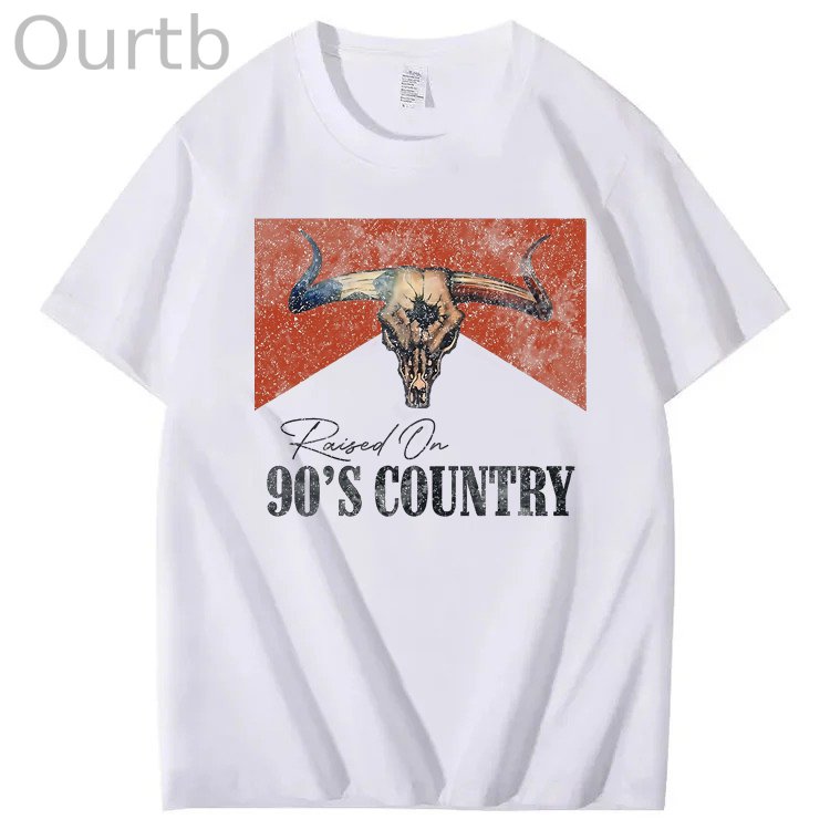 Raised On 90's Country Print 100% Cotton T-Shirt