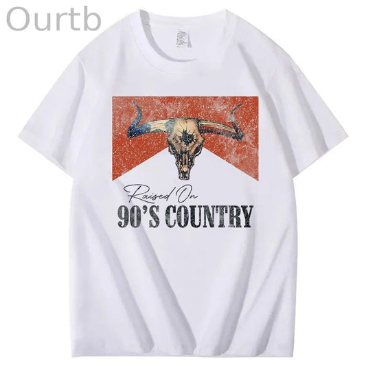 Raised On 90's Country Print 100% Cotton T-Shirt