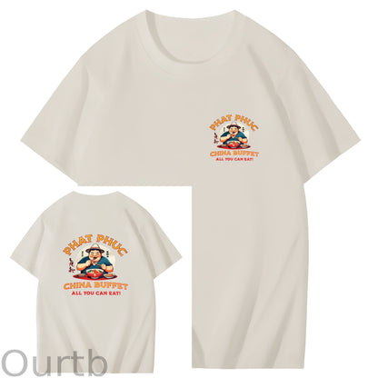 Phat Phuc China Buffet Art Pattern Print T-Shirt