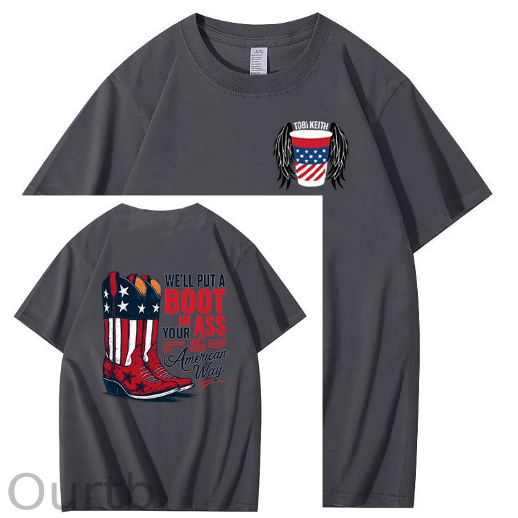 Put A Boot In Your Ass Pattern 100&Cotton Print T-Shirt
