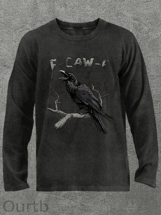 F-Caw-F Crow Cotton Blend Long Sleeve T-Shirt