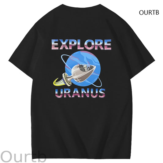 Explore Uranus Funny Adult Art Pattern Print T-Shirt