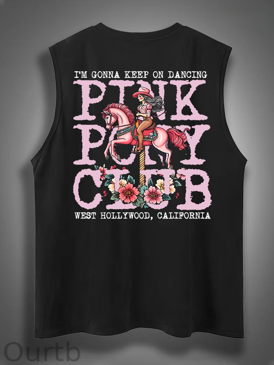 I'm Gonna Keep On Dacing Print Cotton Sleeveless Tank Tops